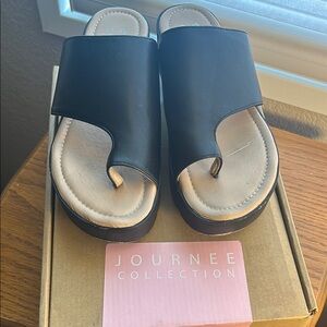 Journee Collection Black Slide Sandals
